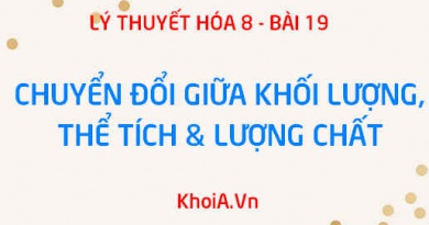 Công thức chuyển đổi giữa lượng chất (mol) và khối lượng, giữa lượng chất (mol) và thể tích chất khí - Hóa 8 bài 19